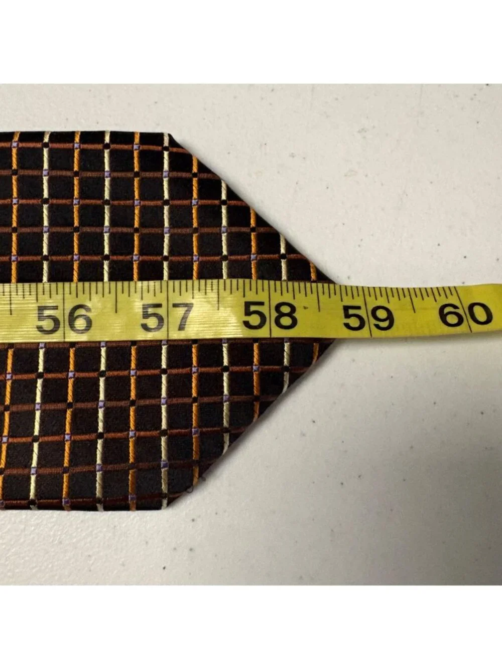 Henry Jacobson Silk Tie Handmade Mens Necktie Brown Geometric Squares Office